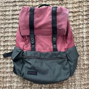 Timbuk2 Colorblock Canvas Backpack Red Gray Laptop Travel Daypack Retro Commute